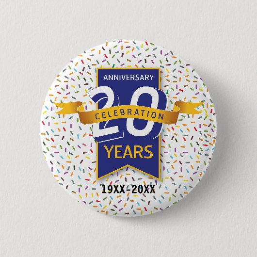 20e VERJAARDAG Ontwerp Ronde Button 5,7 Cm (Voorkant)