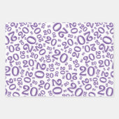 20e verjaardag Paars/White Random Number Pattern Inpakpapier Vel (Voorkant 2)