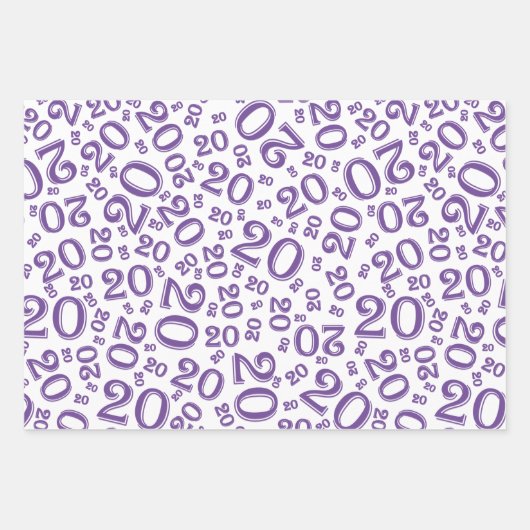 20e verjaardag Paars/White Random Number Pattern Inpakpapier Vel (Voorkant)