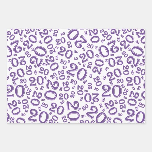 20e verjaardag Paars/White Random Number Pattern W Inpakpapier Vel (Voorkant 2)