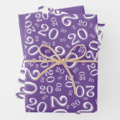 20e verjaardag Paars/White Random Number Pattern W Inpakpapier Vel (In situ)