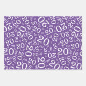 20e verjaardag Paars/White Random Number Pattern W Inpakpapier Vel (Voorkant)