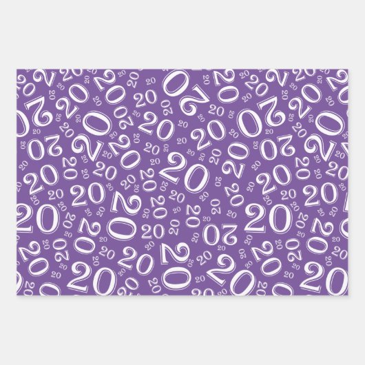 20e verjaardag Paars/White Random Number Pattern W Inpakpapier Vel (Voorkant)