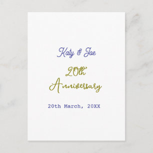 20e verjaardag paarse gouden naam datum elegant briefkaart