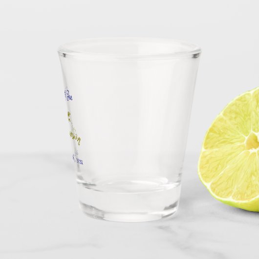 20e verjaardag paarse gouden naam datum elegant shot glas (Rechts)