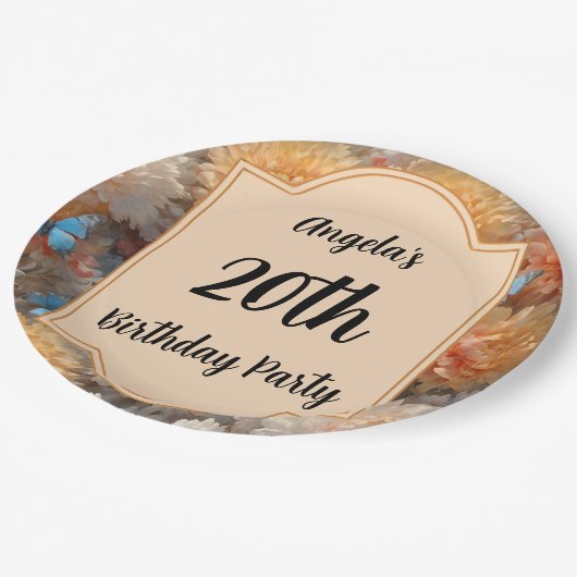 20e verjaardag papieren bordje (Gekanteld)