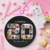 20e verjaardag partij foto collage zwart papieren bordje (Feest)