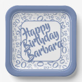 20e verjaardag Party Nummer Patroon Blauw Wit Papieren Bordje (Voorkant)