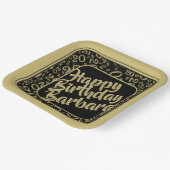 20e verjaardag Party Nummer Patroon Zwart Goud Papieren Bordje (Gebogen)