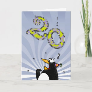 20e verjaardag - Penguin Surprise Card Kaart