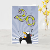 20e verjaardag - Penguin Surprise Kaart (Gele Bloem)