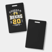 20e verjaardag proost en bier verjaardag badge (Voor- en achterkant)