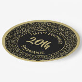 20e verjaardag Random Number Pattern 20 Black/Gold Papieren Bordje (Gekanteld)
