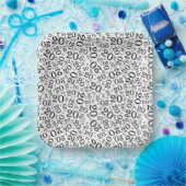 20e verjaardag Random Number Pattern Black/White 2 Papieren Bordje (Feest)