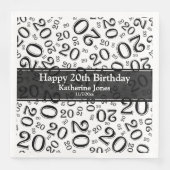 20e verjaardag Random Number Pattern Black/White Servet (Voorkant)