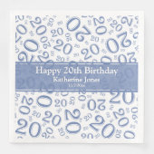 20e verjaardag Random Number Pattern Blue/White Servet (Voorkant)
