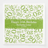 20e verjaardag Random Number Pattern Green/White Servet (Voorkant)