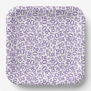 20e verjaardag Random Number Pattern Paars/White Papieren Bordje