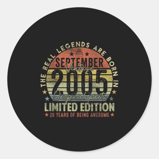 20e verjaardag Real Legends September 2005 20 jaar Ronde Sticker (Voorkant)