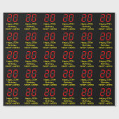 20e verjaardag: Red Digital Clock Style "20" + naa Cadeaupapier (Vlak)