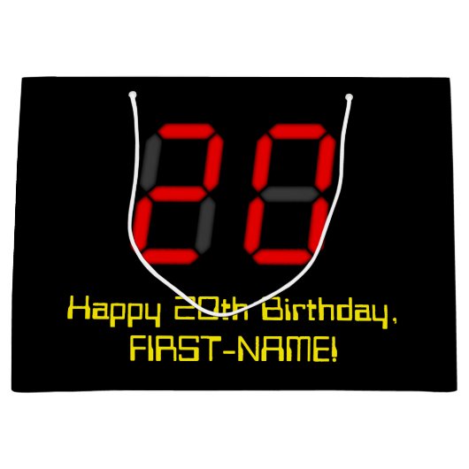 20e verjaardag: Red Digital Clock Style "20" + naa Groot Cadeauzakje (Voorkant)