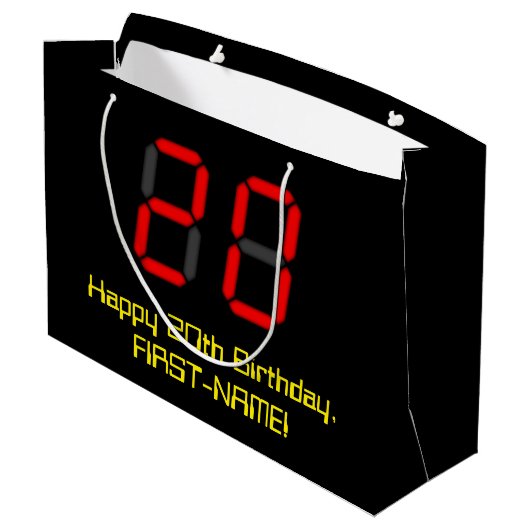 20e verjaardag: Red Digital Clock Style "20" + naa Groot Cadeauzakje (Achterkant Gekanteld)