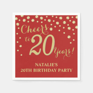 20e verjaardag Red en Gold Diamond Napkin Servet