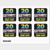 20e verjaardag: Regenboog "20"; Aangepaste Foto's  Vierkante Sticker (Vel)