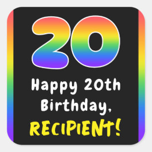 20e verjaardag: Regenboogspectrum # 20, Aangepaste Vierkante Sticker