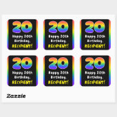 20e verjaardag: Regenboogspectrum # 20, Aangepaste Vierkante Sticker (Vel)