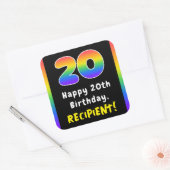 20e verjaardag: Regenboogspectrum # 20, Aangepaste Vierkante Sticker (Envelop)