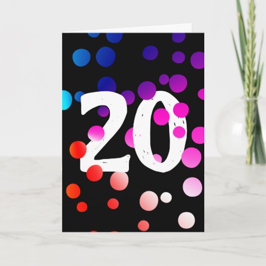20e verjaardag RegenboogStippen op zwart Kaart (Voorkant)