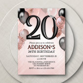 20e verjaardag Roos gouden ballonnen uitnodiging