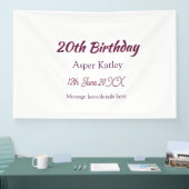 20e verjaardag roze paarse naam datum bericht eenv spandoek (Beurs)