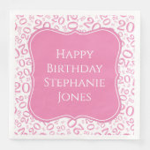 20e verjaardag Roze Random Number 20 patroon Servet (Voorkant)