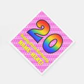 20e verjaardag: roze strips & harten, regenboognr. servet (Hoek)