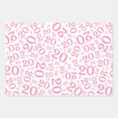 20e verjaardag roze & witte nummerpatroon 20 inpakpapier vel (Voorkant 2)