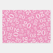 20e verjaardag roze & witte nummerpatroon 20 inpakpapier vel (Voorkant)