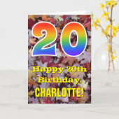 20e verjaardag; rustieke herfstbladeren; regenboog kaart (Gele Bloem)