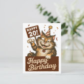 20e verjaardag schattig grappig kat  briefkaart (Staand voorkant)