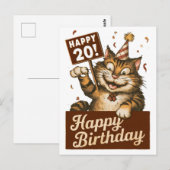 20e verjaardag schattige grappige kat vintage briefkaart (Voorkant / Achterkant)