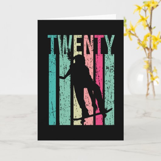 20e verjaardag skateboarder skateboarden 20 kaart (Gele Bloem)