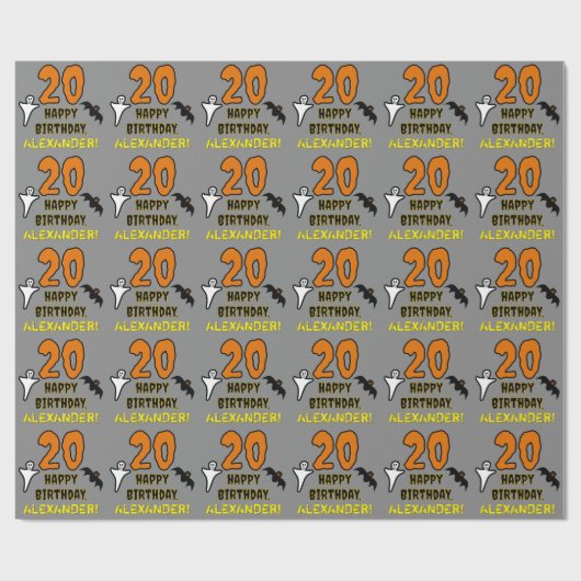 20e verjaardag: Spooky Halloween Thema, aangepaste Cadeaupapier (Vlak)