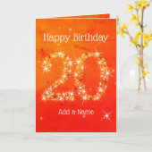 20e verjaardag - Star Number Red Oranje Glow 20 ja Kaart (Gele Bloem)