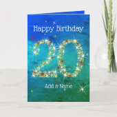 20e verjaardag - Sterrennummers - Blauw groen - 20 Kaart (Voorkant)