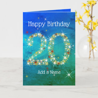 20e verjaardag - Sterrennummers - Blauw groen - 20 Kaart