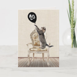 20e verjaardag Tabby Cat op stoel Kaart