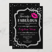 20e verjaardag - Twenty Fabulous Black Pink Silver Kaart (Voorkant / Achterkant)