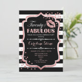 20e Verjaardag - Twenty Fabulous Black Roos Gold Kaart (Staand voorkant)