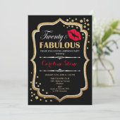 20e verjaardag - Twenty Fabulous Gold Zwart Rood Kaart (Staand voorkant)